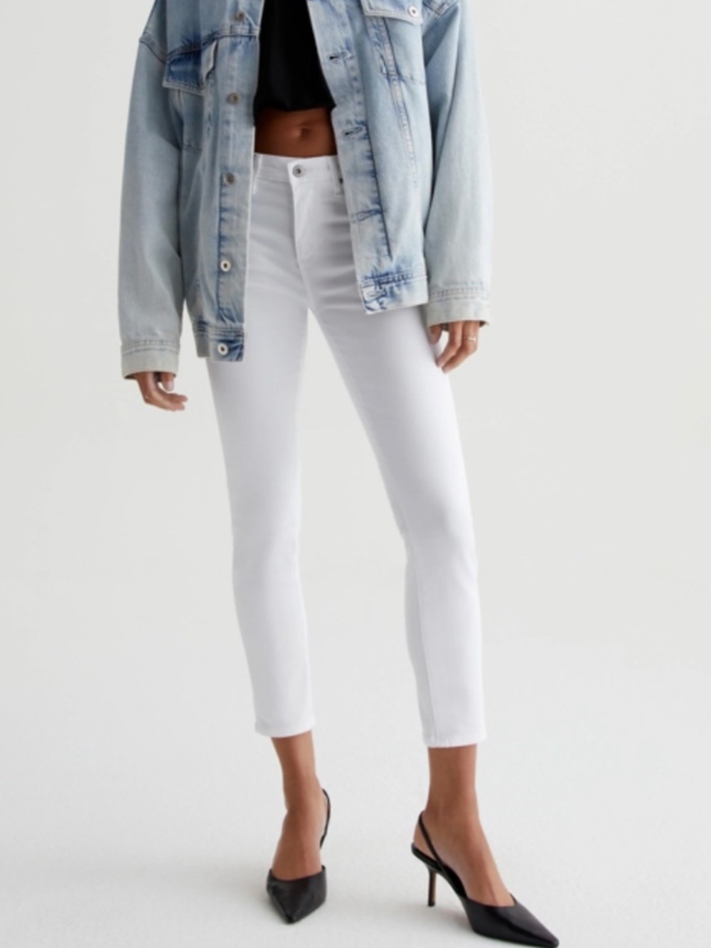 AG 'The Prima' Mid Rise Cigarette Jeans 26 pure White slim skinny
